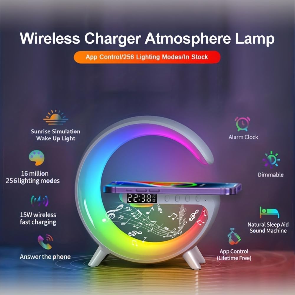 Digital Led  Wireless Charger Speaker